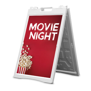 Movie Night Popcorn Red 2' x 3' Street Sign Banners