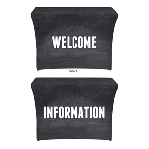 Slate Welcome Information Stretch Table Covers