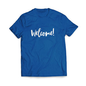 Greeter Welcome Script - Large Customized T-shirts
