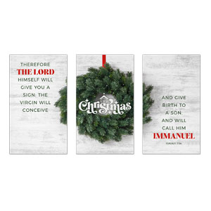 Christmas At Wreath Triptych 3 x 5 Vinyl Banner