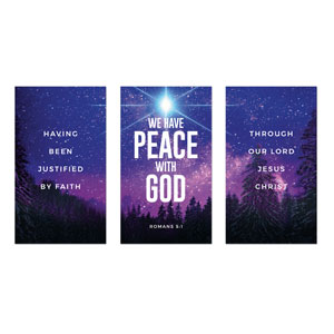 Peace On Earth Sky Triptych 3 x 5 Vinyl Banner