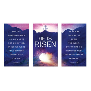 Easter Cross Tomb Triptych 3 x 5 Vinyl Banner