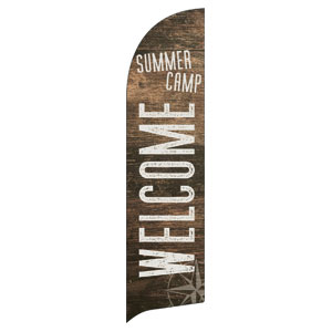 Summer Camp Wood Grain Flag Banner