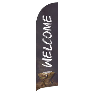 O Come Adore Manger  Flag Banner