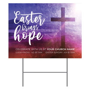 Easter Brings Hope Cross 18"x24" YardSigns